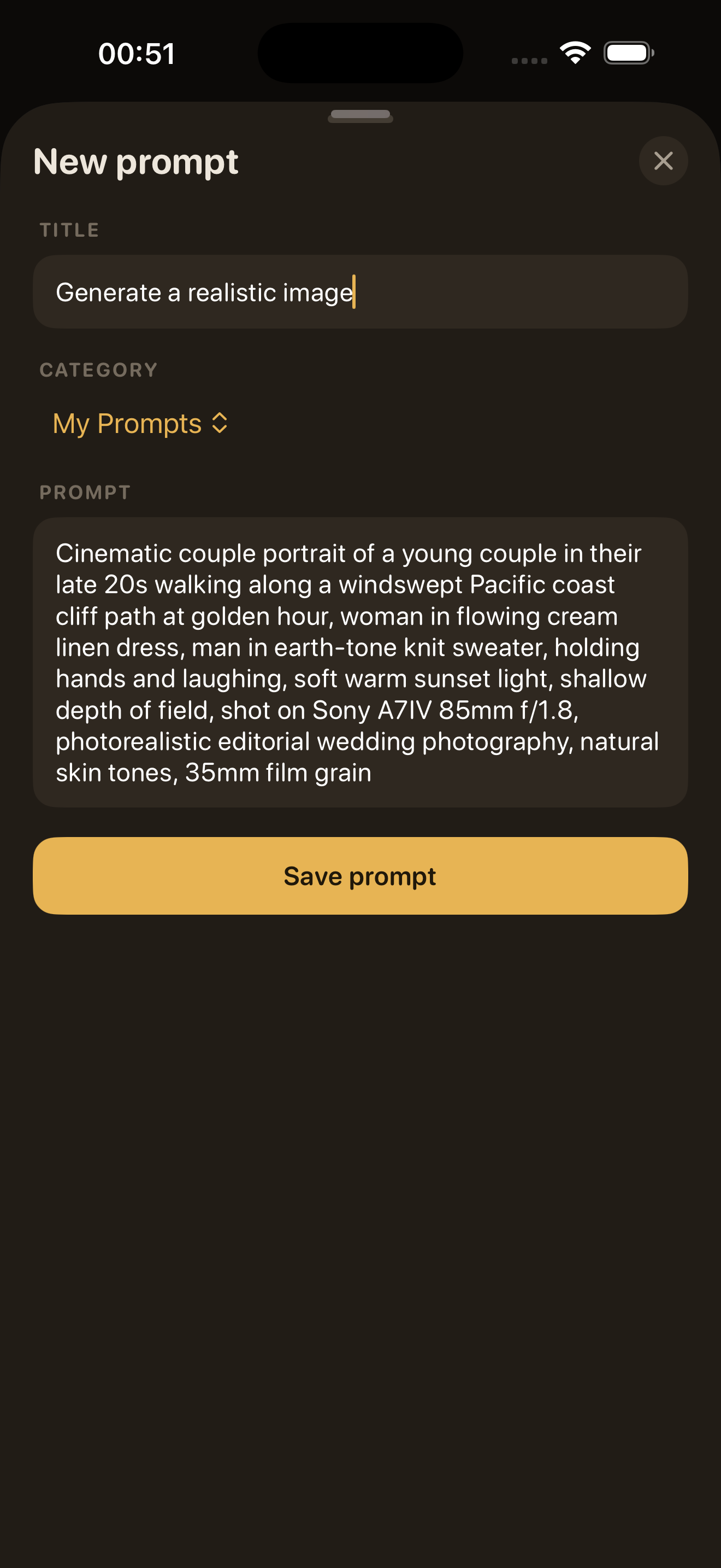 Custom prompt editor
